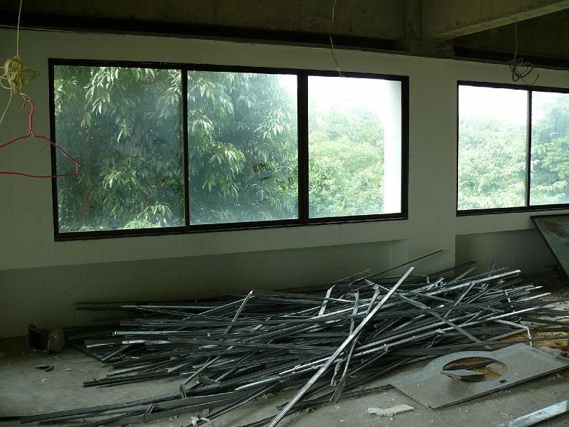 P1000247.JPG - If the interior is a mess, how can you disregard the greenery outside? On most days there's a nice breeze if we open the entry door and these windows.