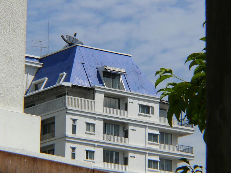 P1000493.JPG - A bonus picture. A view of a mansard roof on a condo across the way. (As viewed over the construction wall from the interior at the entrance to the condo.)