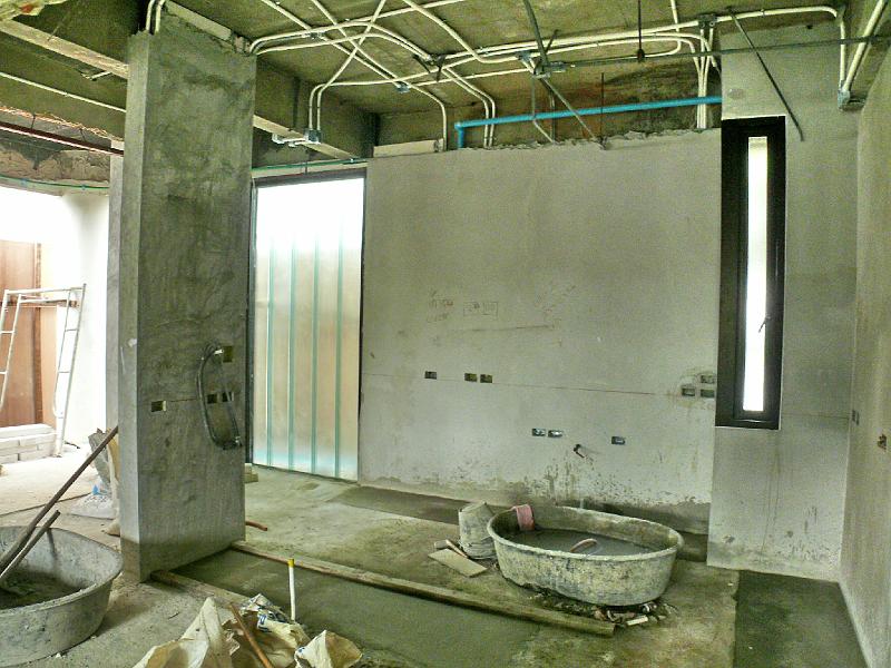 P1000520.jpg - The kitchen area. The casement window has been installed in the corner. (Closeup photos both internal and external follow in this gallery.)