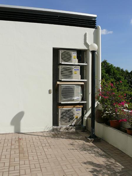 02-P1000692.JPG - The compressor units have been installed into their niche. The interior wall and ceiling units have not been put in place yet.