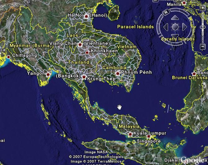 google_earth_100.JPG - Thailand and the neighboring countries as seen by satellite.