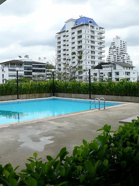 P1000038.JPG - The condo's pool is at the north end of the breezeway. (This view looks eastward toward Thong Lo and beyond.)